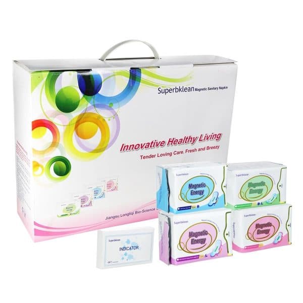 Longrich Serviette Hygiénique de Jour Magnétique Superbklean 100% coton, 19 paquets/Carton