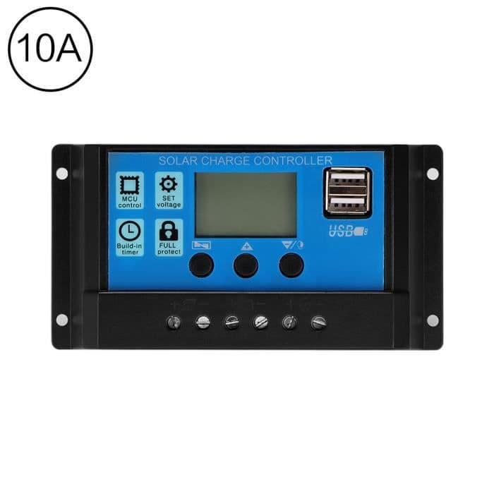 Contrôleur de Charge Solaire Régulateur de Batterie de Panneau Intelligent 10A