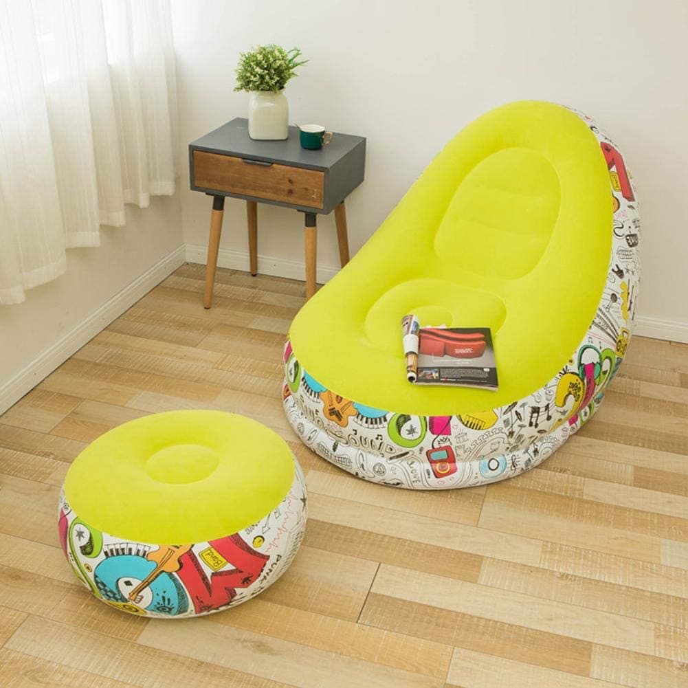 Fauteuil Gonflable avec Pouf Repose Pieds et Pompe à Air