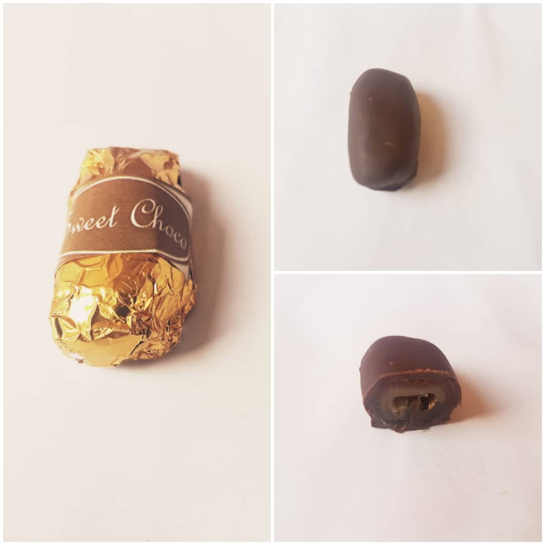 Sweet Choco Datte enrobée de Chocolat Noir, paquet de 3 bonbons chocolats