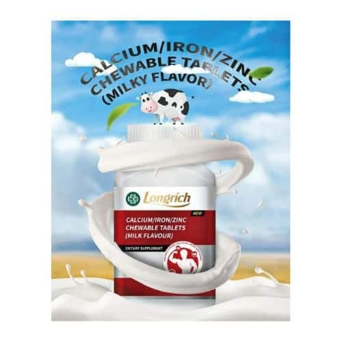 Calcium Longrich 1000mg enrichis au Zinc et Fer, 100 Gelules