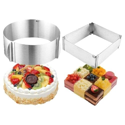 Moules à Gâteaux Ronds et Carrés en Acier Inoxydable 15,2cm réglables