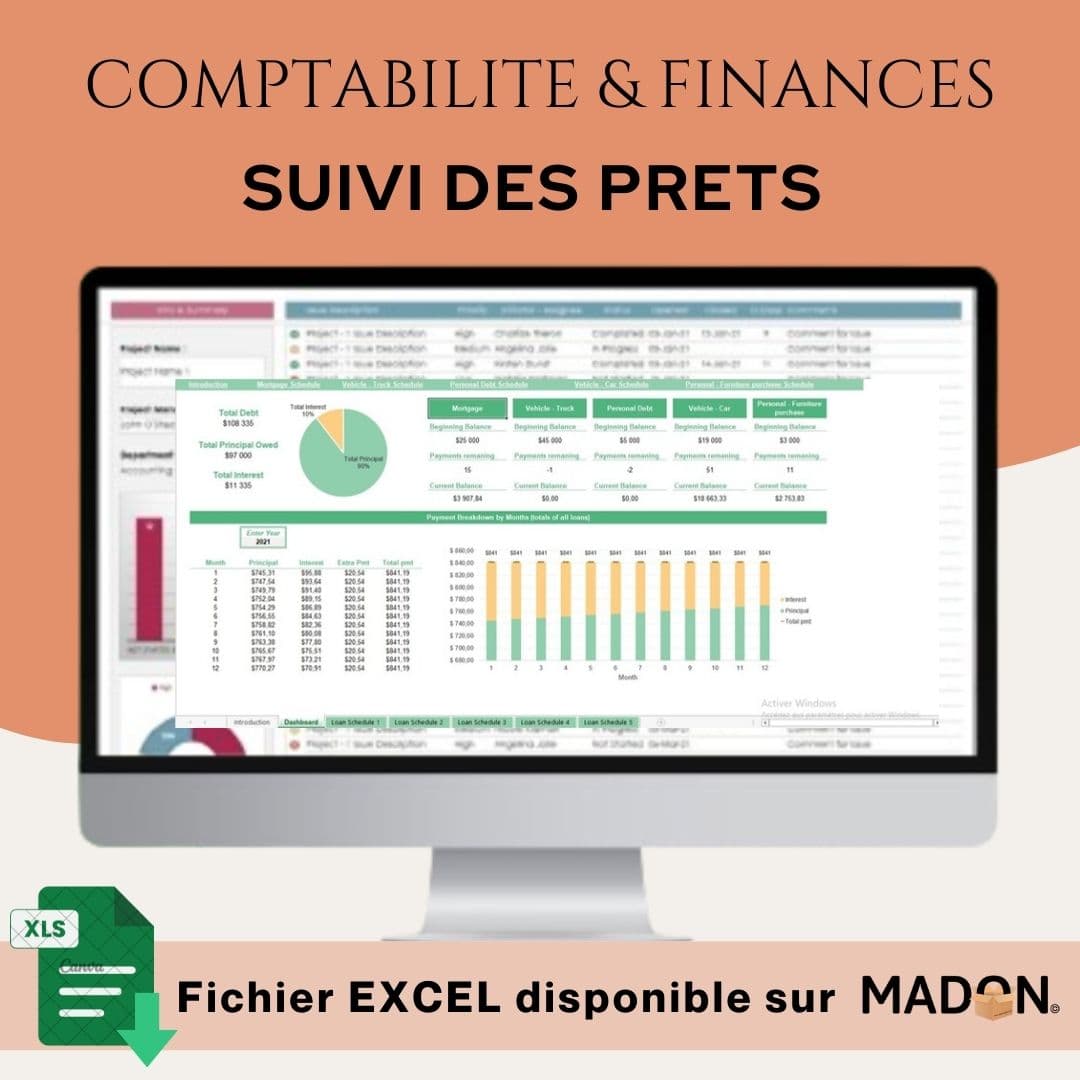 Modèle Excel de Comptabilité & Finances Axé sur le Suivi des Prets
