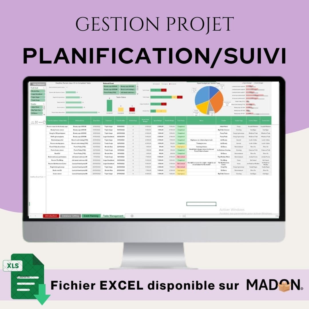 Modèle Excel de Gestion Projet Axé sur la Planification Suivi