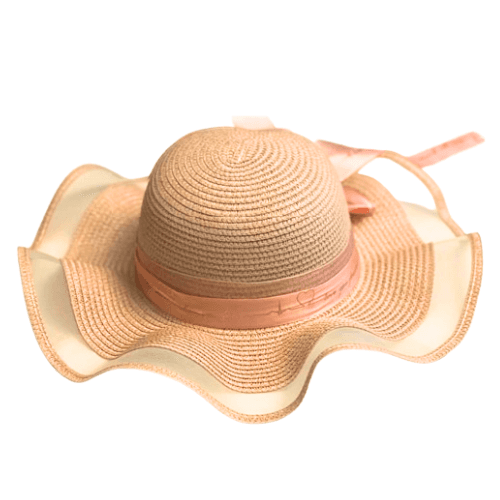 Chapeau Spécial Mariage pour Femme Large Bord Beige