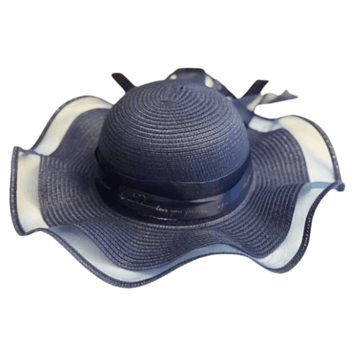 Chapeau Spécial Mariage pour Femme Large Bord Bleu Nuit