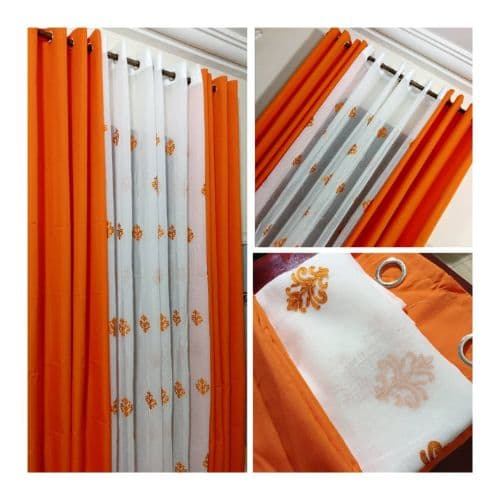 Ensemble de Rideaux de Maison Orange 3 Pièces