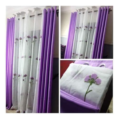 Ensemble de Rideaux de Maison Violet 3 Pièces