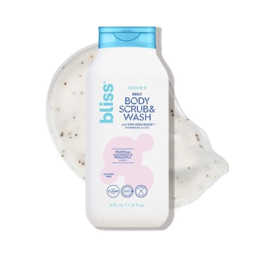 Gel douche pour peaux sèches , Parfum tropical de noix de coco et d'ananas BLISS 470ml