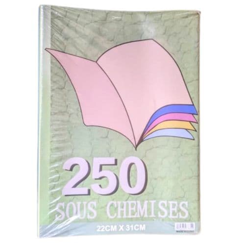 Sous-chemises classement de documents 4 couleurs, 250 pièces